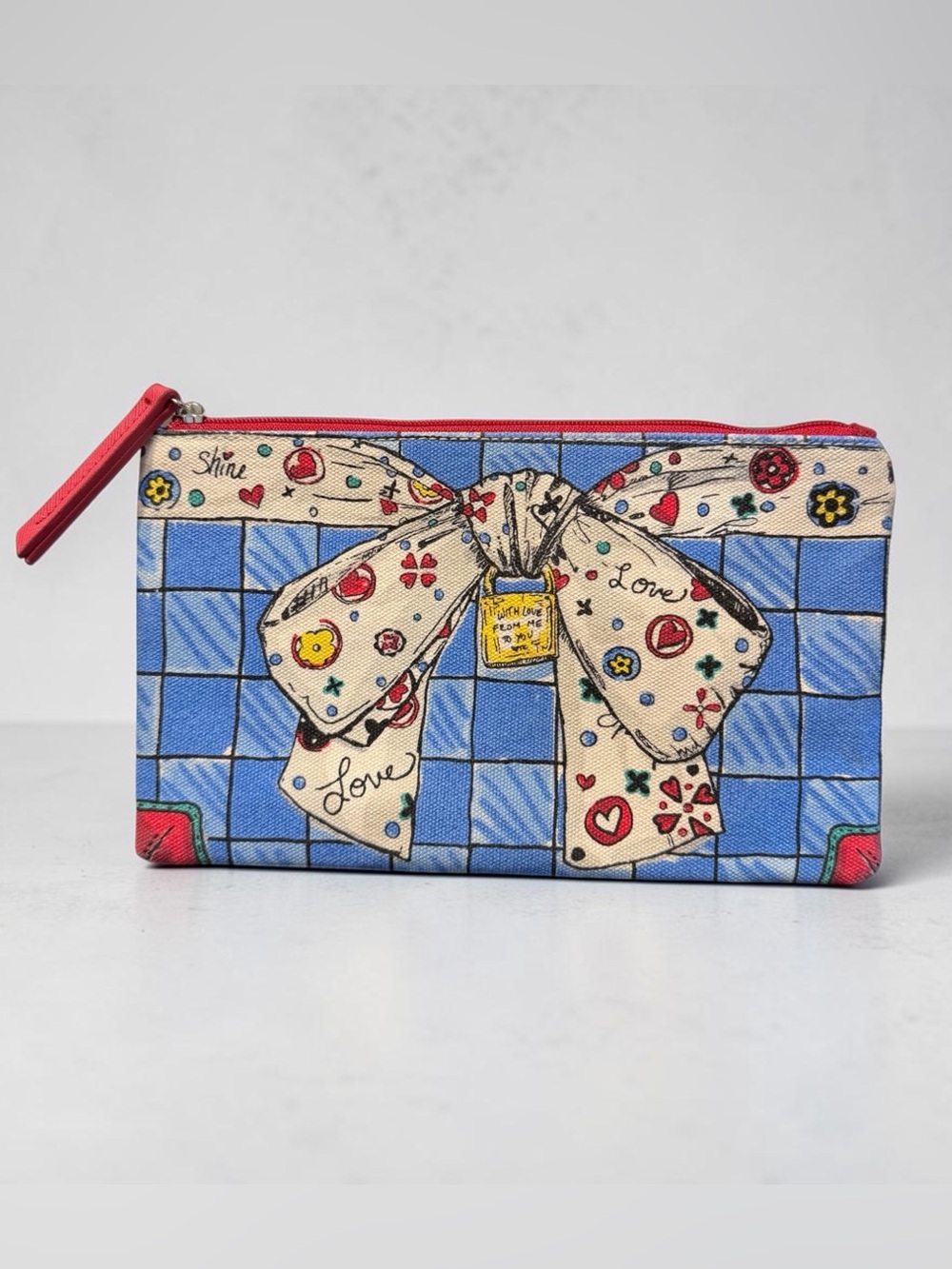 Brighton "With Love From Me To You" Canvas Cosmetic Pouch Makeup Bag